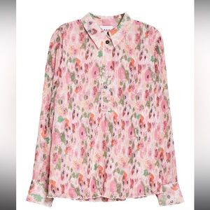 Ganni Pink Floral Blouse